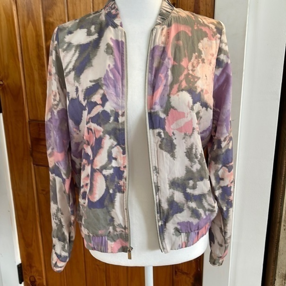 Juicy Couture Y2k Inspired pink Purple blue Floral Abstract Zip Jacket small